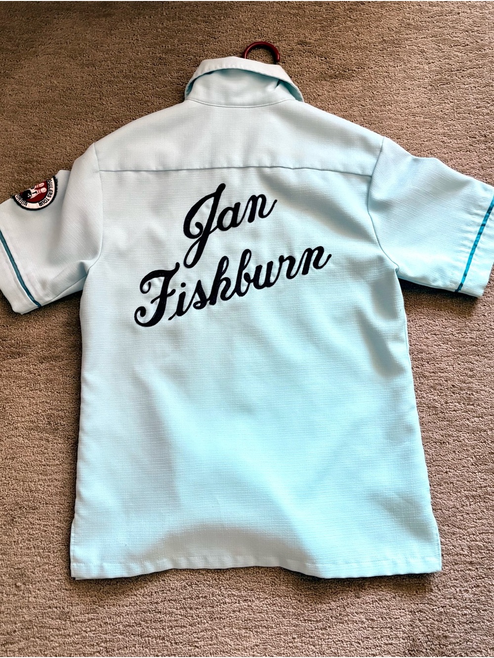 Vintage Embroidered Short-Sleeve Men's bowling Shirt - Jan Fishburn Detail